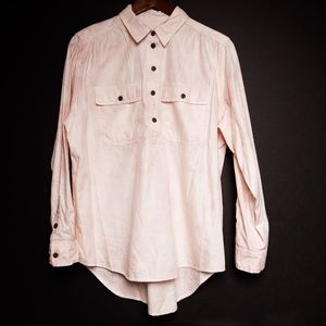 Button Halfway Down Blouse Shirt Top Blush Pink Color SIZE S Luminous